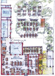 Bild: Skizze Grundriss Erdgeschoss mit Biergarten